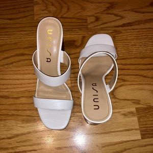 Unisa white “yara” double strap sandal faux croc